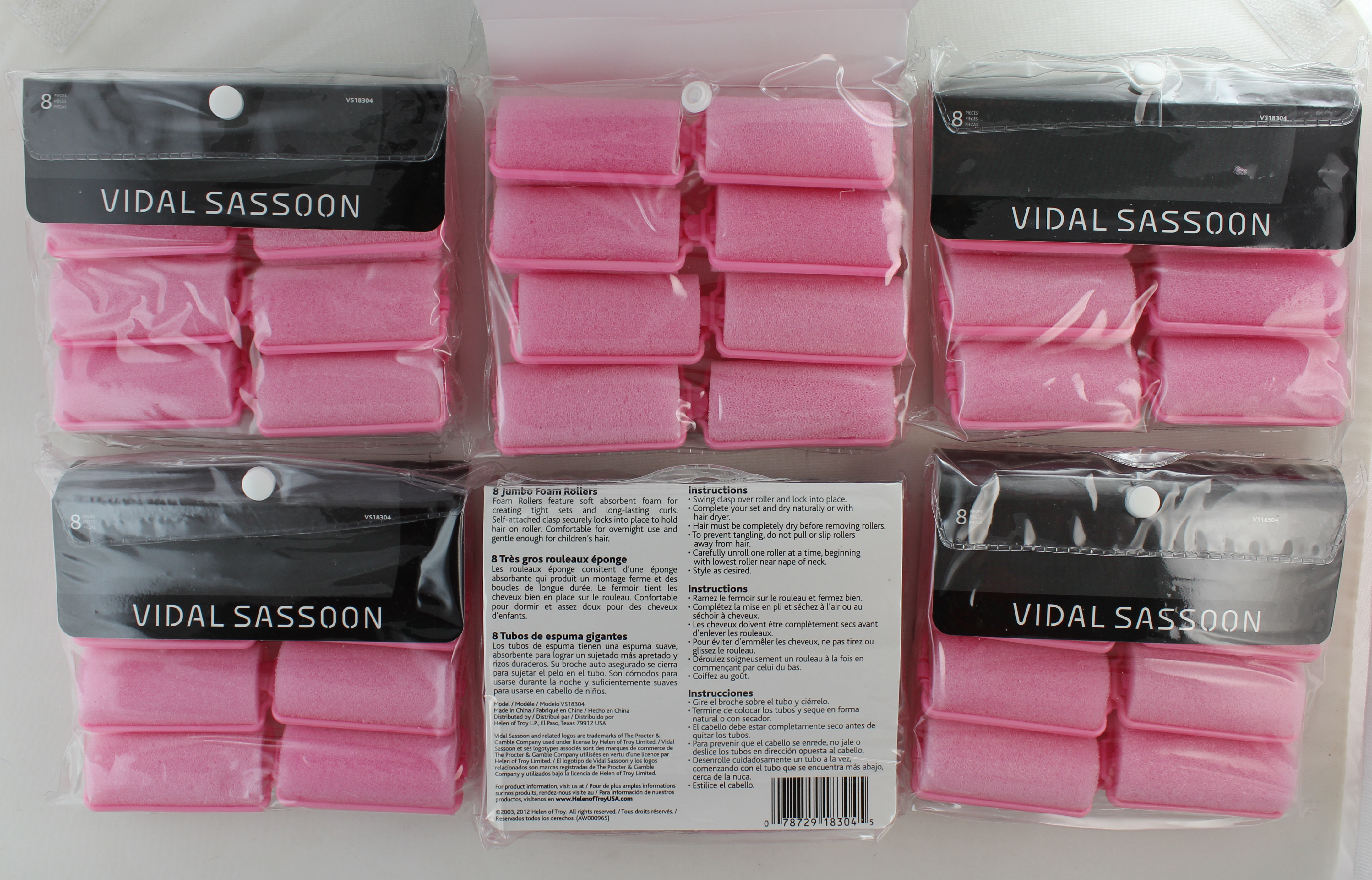 Vidal Sassoon Vs18304 Jumbo Foam Rollers, 8 Count - Click Image to Close